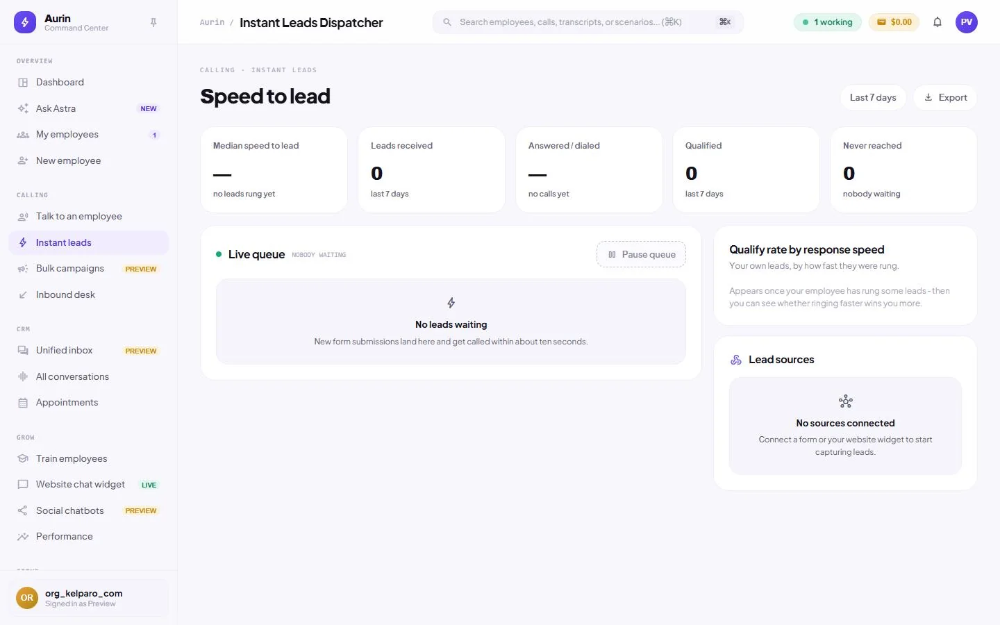 Speed to lead, captured from the running product
